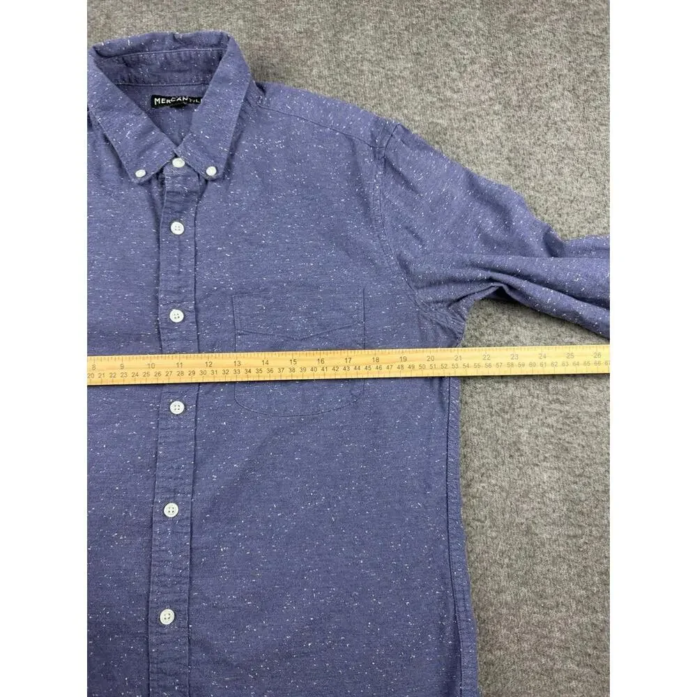J.Crew Mercantile Men's‎ M Medium Blue Long Sleeve Button Up Shirt Top Flex